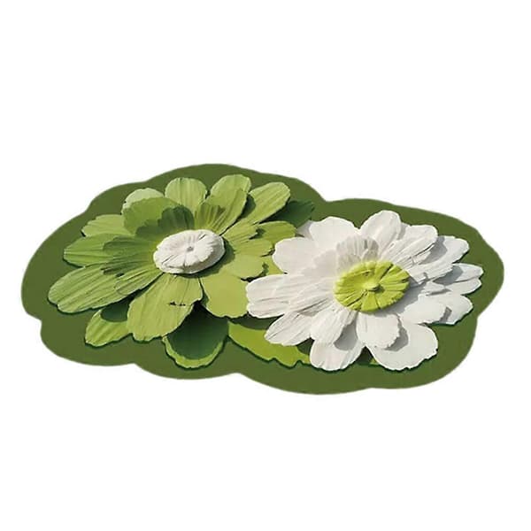 Baderomsmatte Sklisikker 3D-effekt Blomstermønster Vannabsorberende Gulvmatte