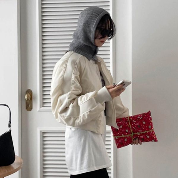 Kvinner Menn Strikkede Luer Varme Sør-Korea Dongdaemun Personlig Varm Holde Wo Trendy Kaldt Skjerf Pullover Unisex Peach pollen