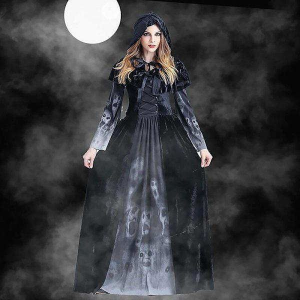 Naisten Halloween Grim Reaper -mekkosetti Party Cosplay XL = UK/AU 14 = EU 40