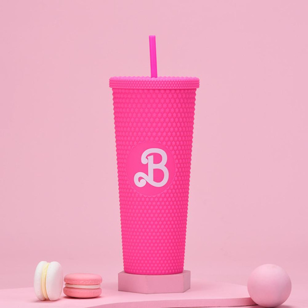 Barbie Dubbade Tumbler Mode Barbie Rosa Akryl Vattenkopp Wit rose pink one-size