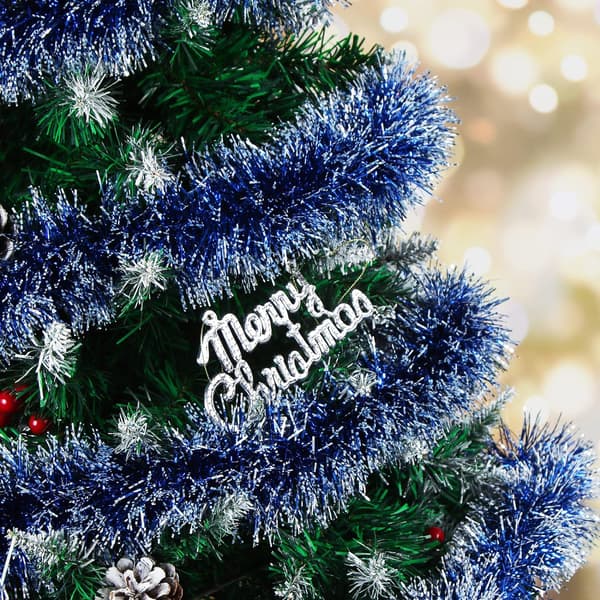 Julglitterkrans Röd, set med 5 julkransar, glitterkrans, julgranskrans blue