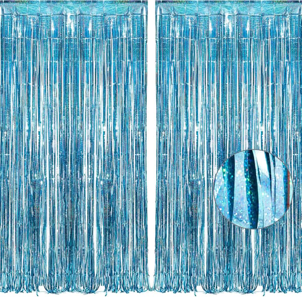 (2-pakning, 1x2,5m) Rosa foliegardinbakgrunn, glitrende tinsel