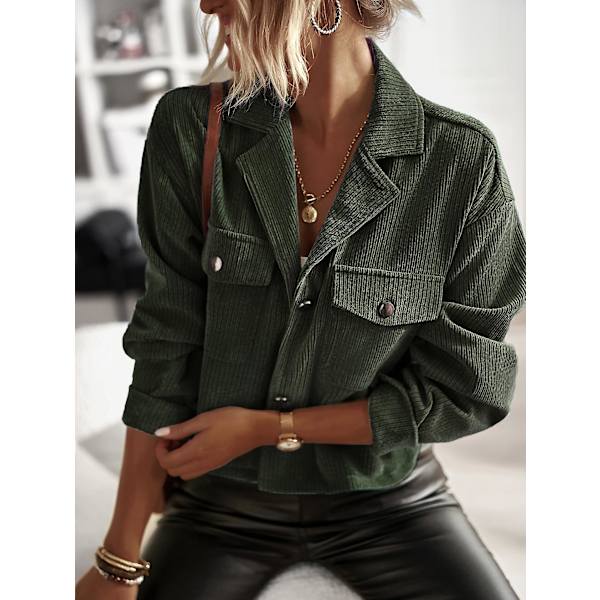 Damtemperament Casual Damkappa 2023 Enfärgad Allmatchande modetopp green XL