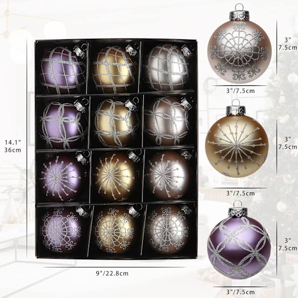 2,95" Juldekorationer Bollar 12 st Juldekorationer Set Wh