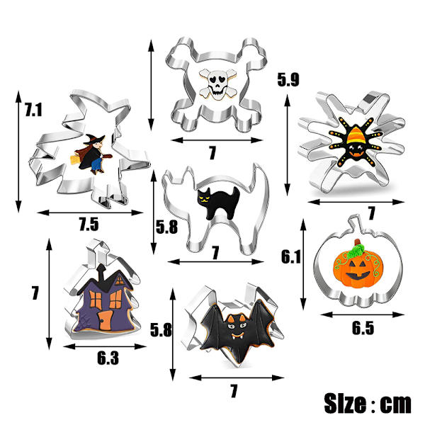 7 stk. Halloween forme i rustfrit stål til fremstilling 5