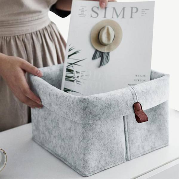 Filt Förvaringskorg Garderob Leksaksboklåda Organizer Light Grey One Size