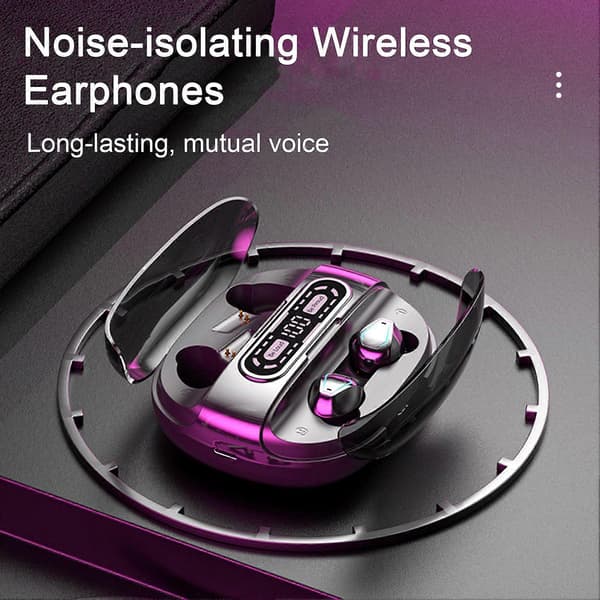 1 sett trådløse øretelefoner To par Bluetooth-kompatible hodetelefoner Strømdisplay In-ear ørepropper for musikk og samtaler