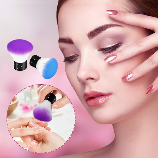 Nail Art Kort skaft Støvbørste Face Blush Børste 4 dele (lilla + blå) blue