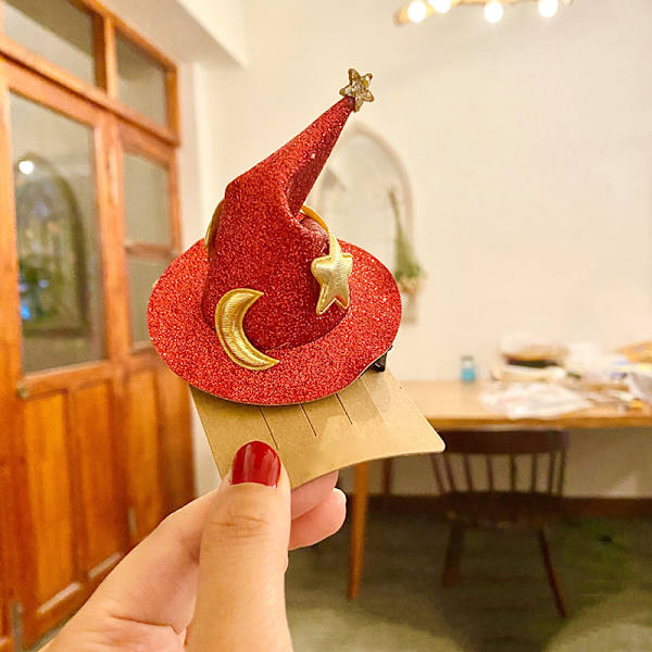 Halloween Koristeet Lapsille Velho Noitahattu Hiusneula Naamiaisrekvisiitta Hiusklipsit Pukeutumiseen Red