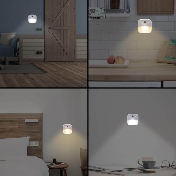 4 LED nattlys elektrisk kabel 2 farger 2 kaldhvit 2 varmhvit