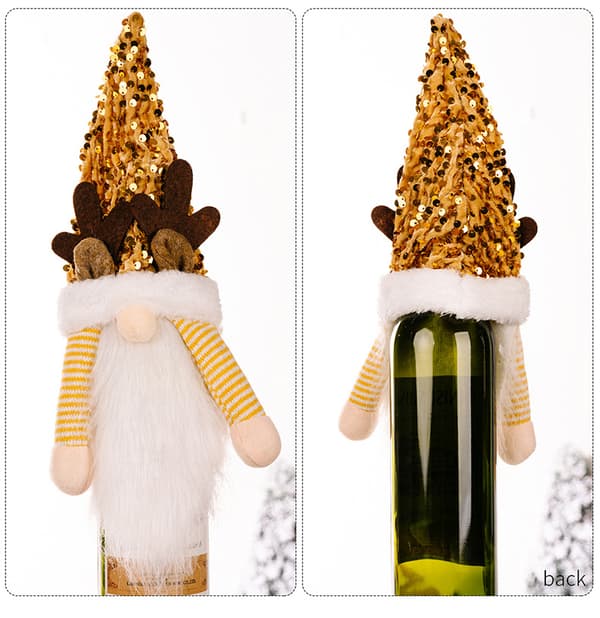 #3×Julevinflaskeindpakning, glitterhætte, julevinsgave#