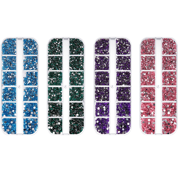 Nail Art Rhinestones， Crystal Flatback Runda Glass Gems， för
