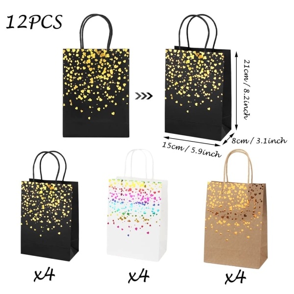 12 stycken papperspåsar, presentpåsar, presentpåse, kraftpapperspåse