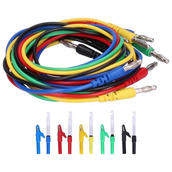 Bananplugg Testkabelsett 4mm 1 Meter Elektrisk Testledning med Krokodilleklemme Probe