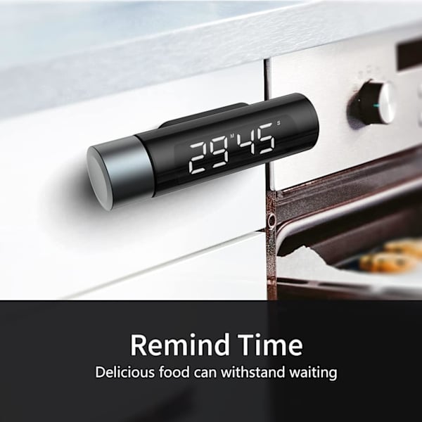 Magnetisk Køkken Timer Magnetisk Digital Køkken Nedtællingstimer rund timer svart