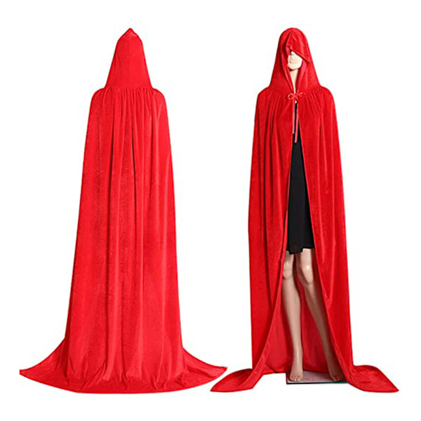 Hooded mantel Unisex vuxen mantel med huva Halloween jul Red L