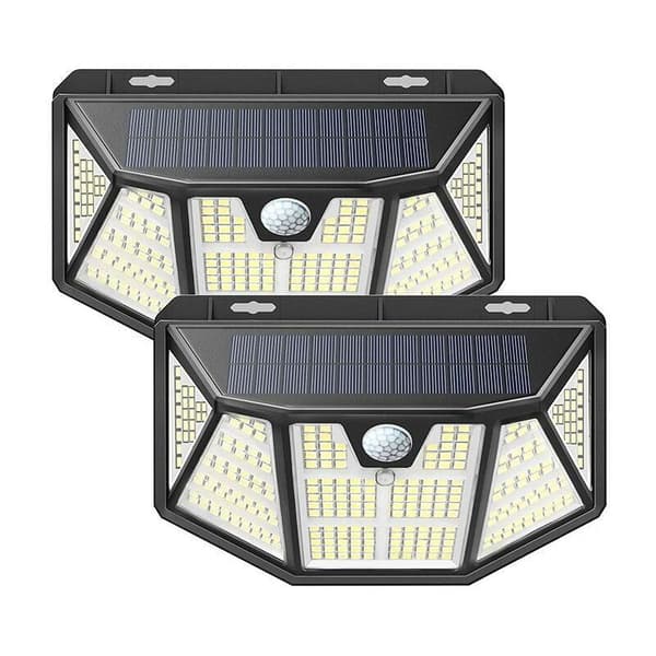 2-pakning Solar LED utendørsbelysning med lysreflektor, IP65 vann