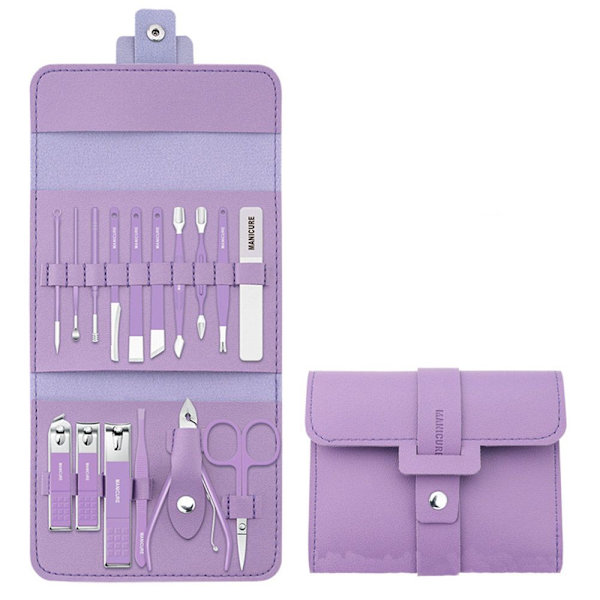 Set Nagelmanikyrverktyg LILA 16 ST 16 ST