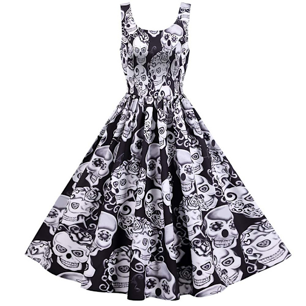 ady Hihaton Halloween Juhlamekko Rockabilly Swing -mekko D L