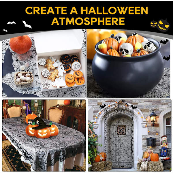 Halloween duk, edderkoppnett duker svart duk blonde