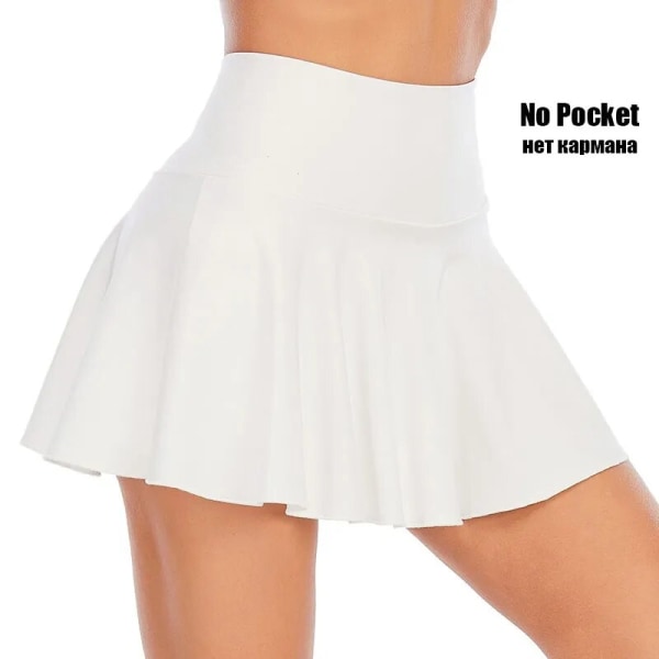 Cloud Hide Tenniskjoler Dame Sport Golf Plisseret nederdel Fitness Shorts Høj talje Atletisk Hurtigtørrende Åbning Kort Sports Skort WhiteNOPocket L