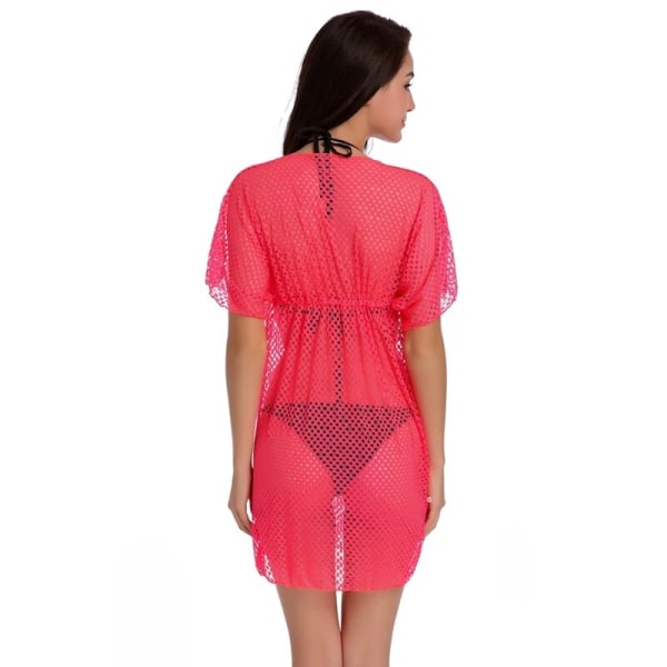 Transparent Tunika Stretch Mesh Sarong Kvinde Strand Pareo 2023 Patch Bikini Cover Ups Kvinder Kjole Drop Shipping Black M