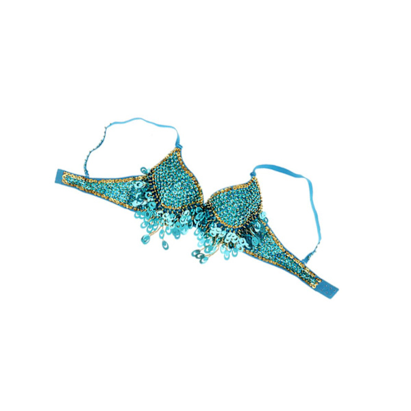 1/2/3 Magdans Perlebesatt BH Paljetter Topp Sexy Dansende Sanger Blue 36 Size 1 Pc