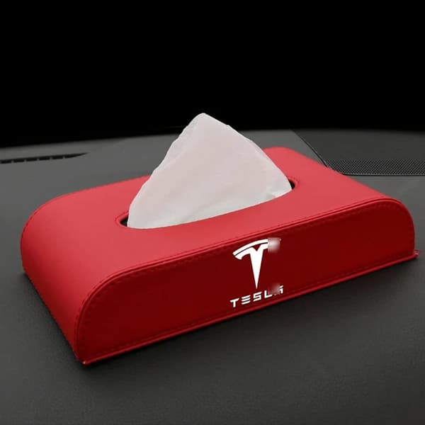 #Rød Bil Læder Vævsæske Servietæske til Tesla Model 3 2021 Model#