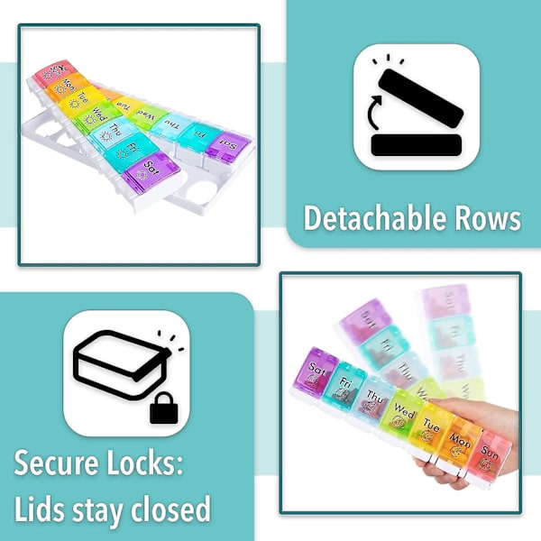 Mr. Pen- Weekly Pill Organizer, 7 Day Pill Organizer, 2 Times A Day Medicine Organizer, Am Pm Pill Case, Pill Container, Travel Pill Organizer, Pill H