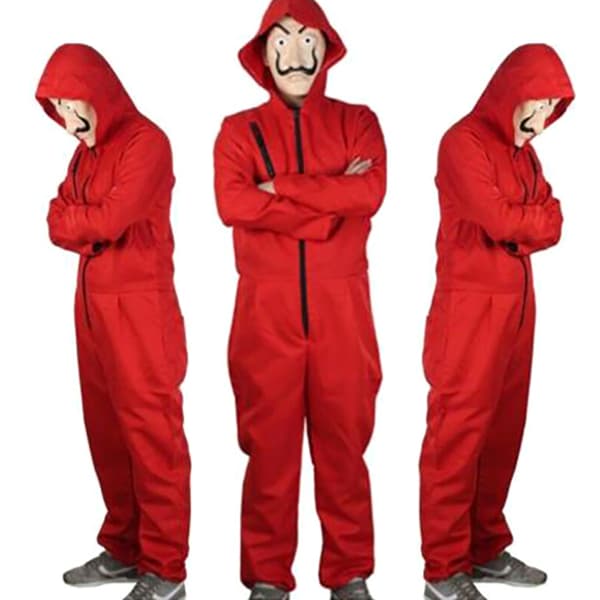 Halloween Cosplay a Casa De Papel Kostym Bodysuit Jumpsuit L
