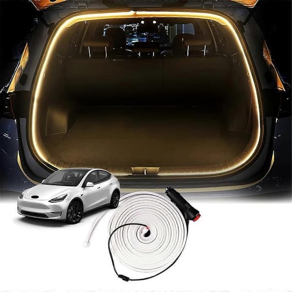For Model Y 2021-2023 Bil LED Lysstripe Fleksibel Bakre Bagasjerom Vanntett Neonlys Tilbehør (Varm Hvit)