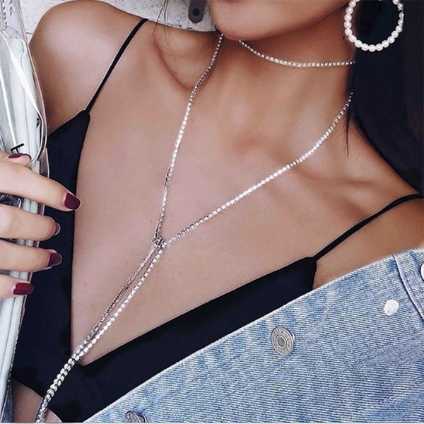 Rhinestone Choker Halsband Crystal Rhinestone Halsband StylE4