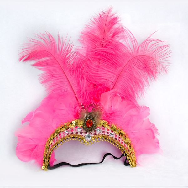 1 st paljett fjäder pannband tiara, halloween tiara för fest cosplay aktiviteter (rosa)