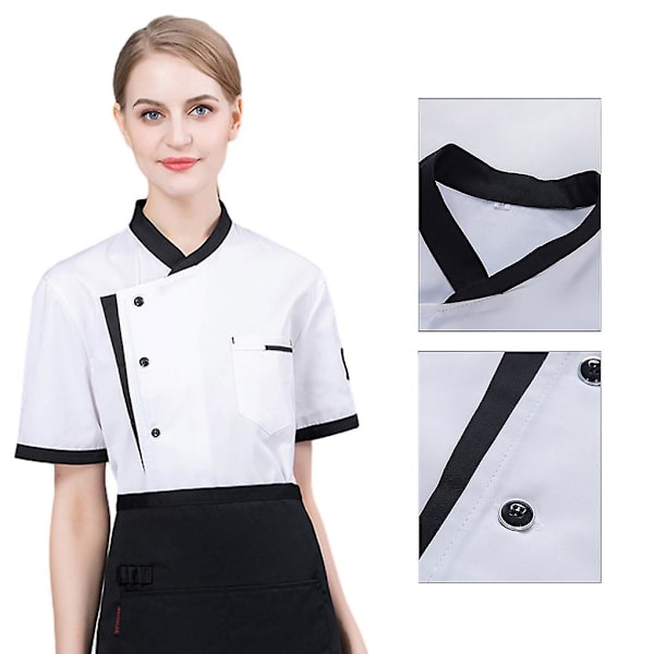 Kockjacka Kockrock Kockuniformer Billiga Toppar Hotell Matlagningskläder XXXXL White
