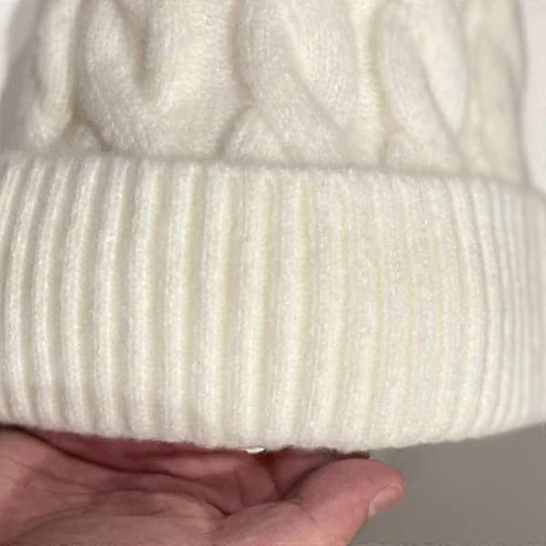 Mænd Kvinder Strikket Hue Solid Tyk Varm Skihue Kabelstrik Efterår Vinter Huer Hvid