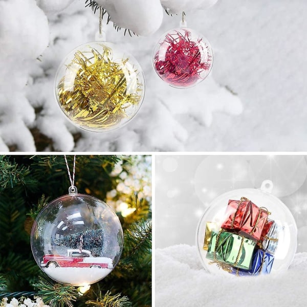 20 stk DIY plast juletre hengende pynt kule, klar fyllbar pyntkule