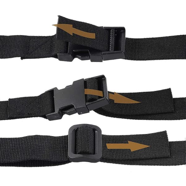 Bagageremmar, 2-pack kraftiga remmar justerbara för backpacking, camping, resväskor, med snabbspänne - 48 tum, svart