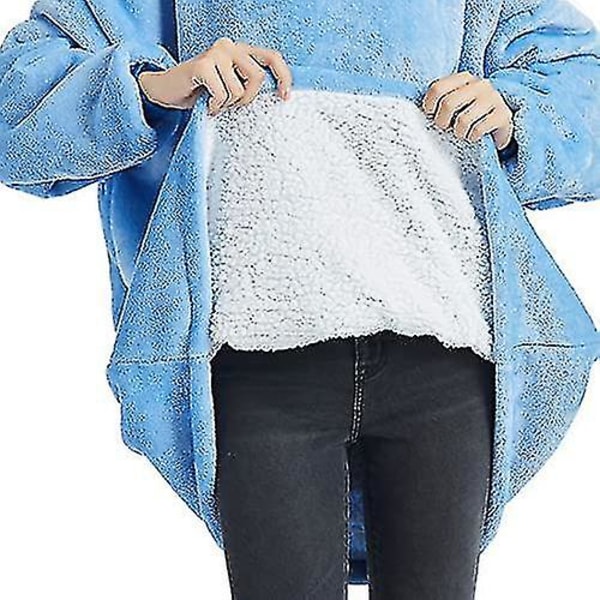 Strikket Fleece Hoodie for Kvinner Oversized Bærbar Genser Sherpa TV-teppe med Ermer One Size Fits All [kk] qd