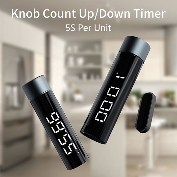 Magnetisk Køkken Timer Magnetisk Digital Køkken Nedtællingstimer rund timer svart