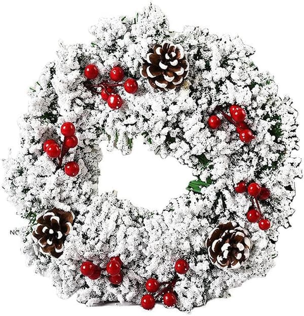 Julekrans, til å henge opp, vakre girlander med kuler,