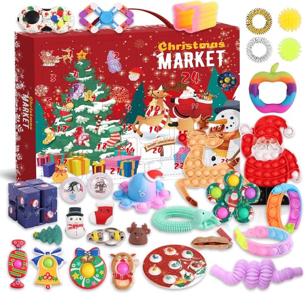 Fidget Julekalender 2022 Børn, Christmas Countdown Calendar Red