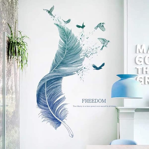 *FEATHER seinätarrat sinisenä koristeelliset seinätarrat Linnut Moder*