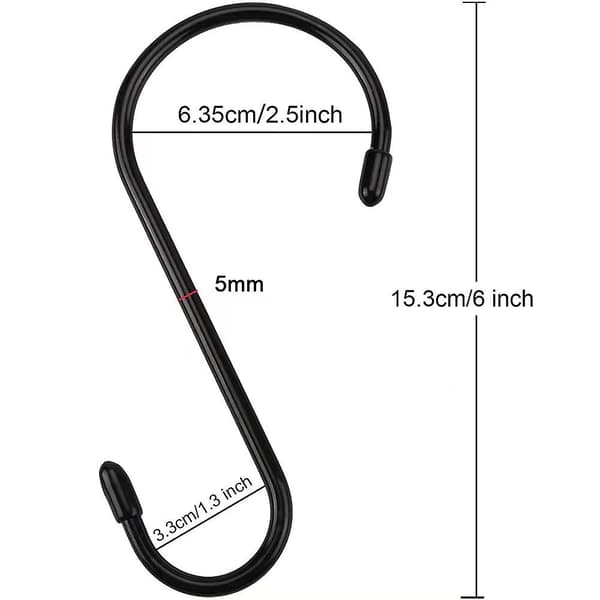 3st S Krokar 15cm Svarta Rostfria Krokar För Kök Badrum Sovrum Kontor