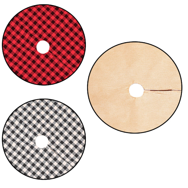 Christmas Tree Skirt 2022 Plisserad Svart Röd Pläd Tree Skirt Red lace khaki
