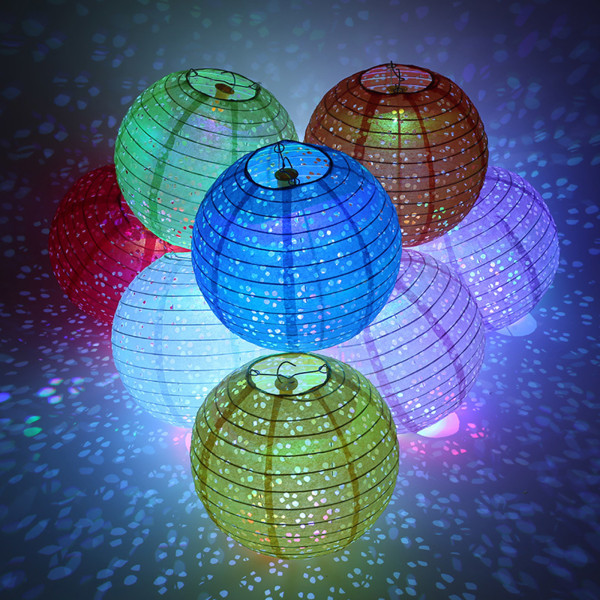Ontto lyhty Vedenpitävä lyhty kevätjuhla Lyhty Kannettavat LED-valoisat pyöreät melonilyhdyt festivaaleille Orange - 30CM