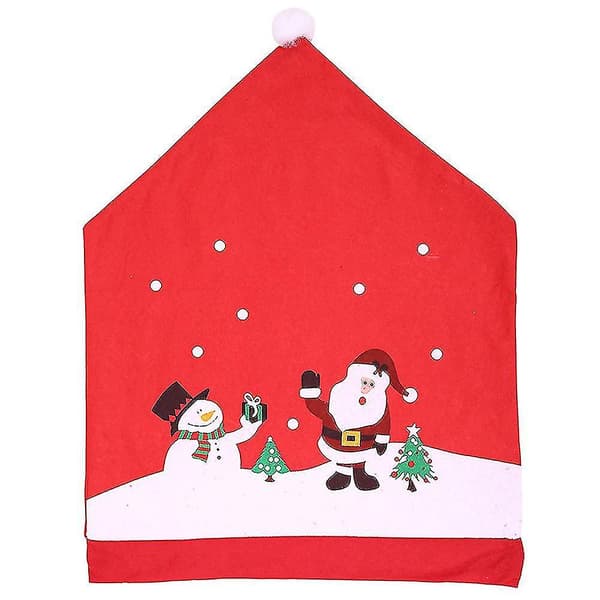 Jul Snöflinga Snögubbe Stol täcker Jultomten Stol Cap Ryggdekor