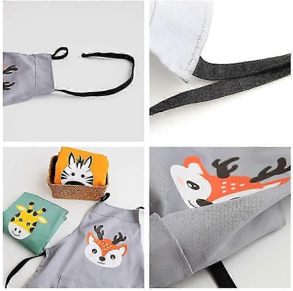 Forklæde søde dyr med lomme til voksne børn vandtæt bomuldslinned køkken