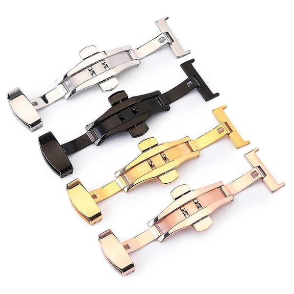Urspenne 10mm/12mm/14mm Solid Metall Dobbel Trykknapp Sommerfugl Urreim Folding Lås for Urmaker