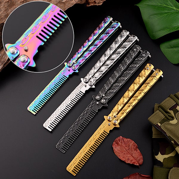 Butterfly Comb Skägg Mustasch Borste Salong Tool Colourful