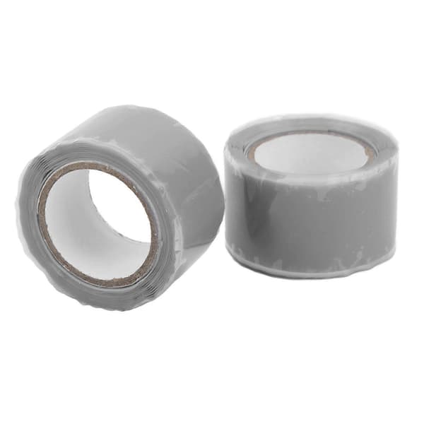 2 STK Selvsmeltende silikontape Isolasjon Vanntett Teip for reparasjon av vannrør og slanger Grå